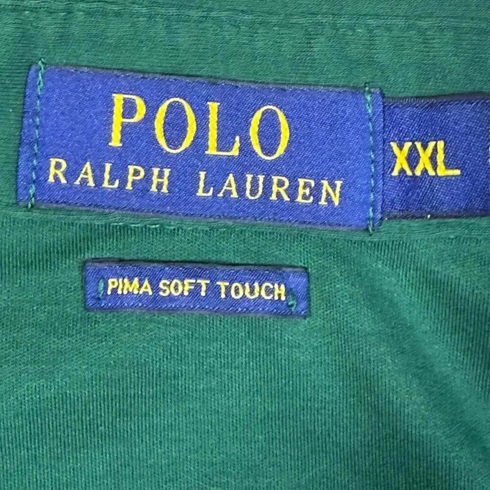 POLO Ralph Lauren Men 2XL Green Cuffed Long Sleeve Preppy Polo Shirt Casual